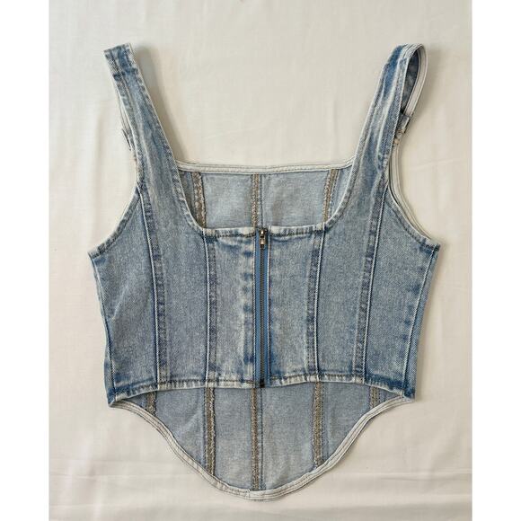 Wild Fable Light Denim Cropped Corset with Buckle Detail Size XXS - Picture 3 of 3